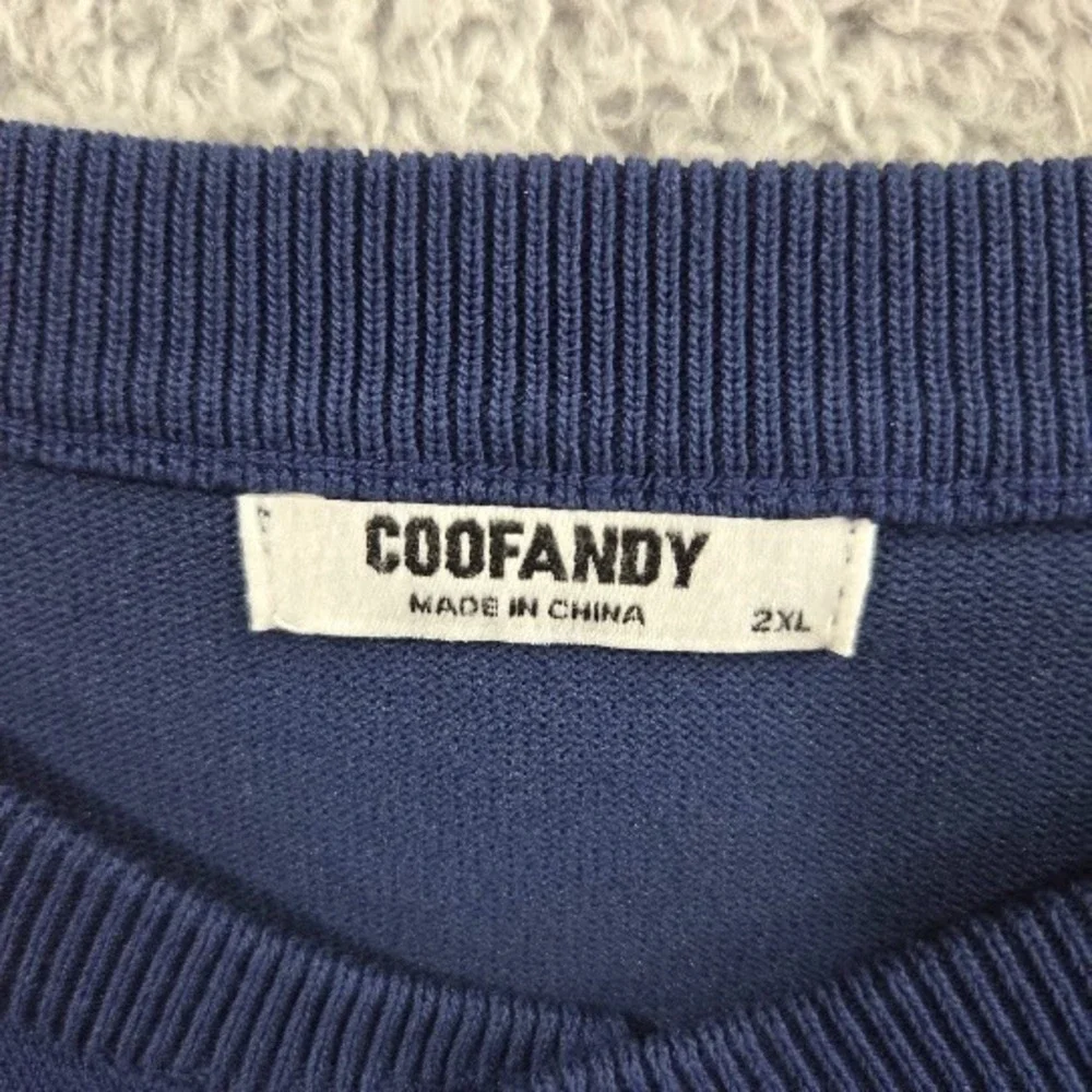 COOFANDY Men's Knit Henley Sweater Shirt Short Sleeve Blue 2XL Casual Button Tee